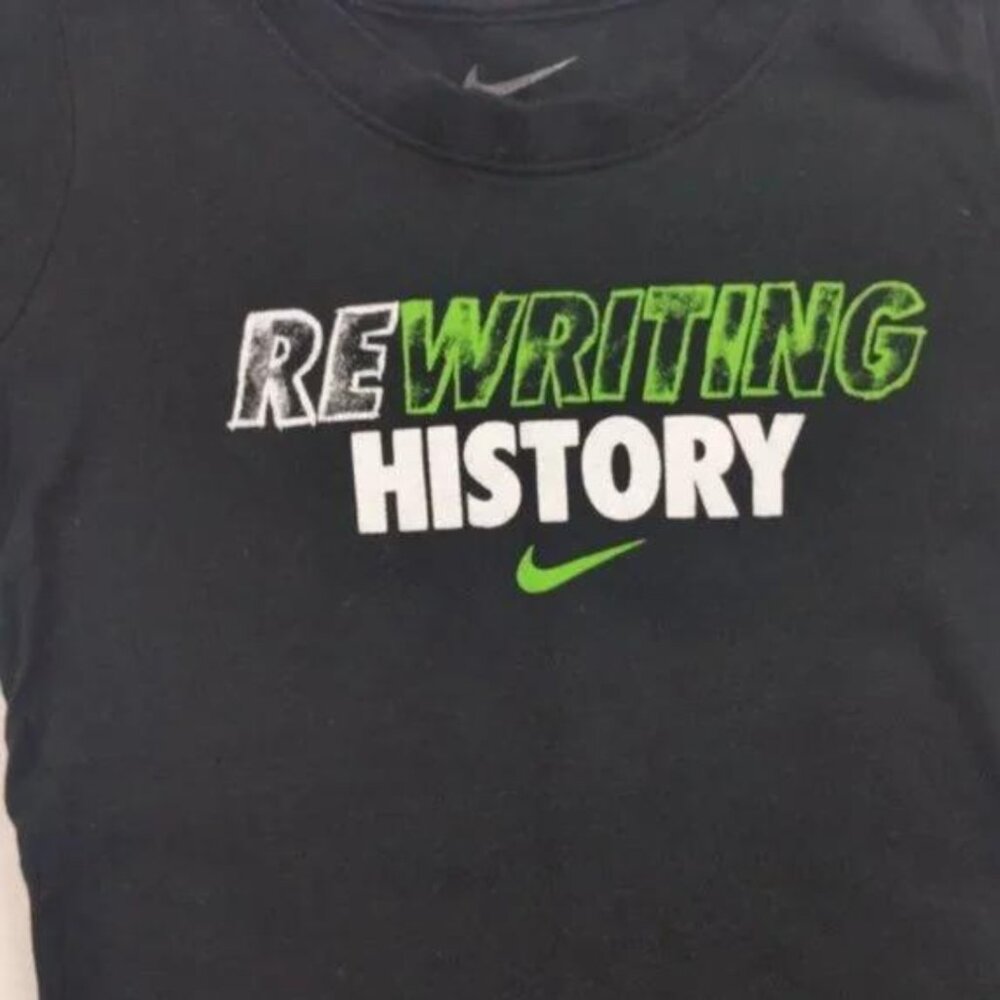 Nike Black T-Shirt "Rewrite History" Short Sleeve Size 4T - Picture 3 of 4